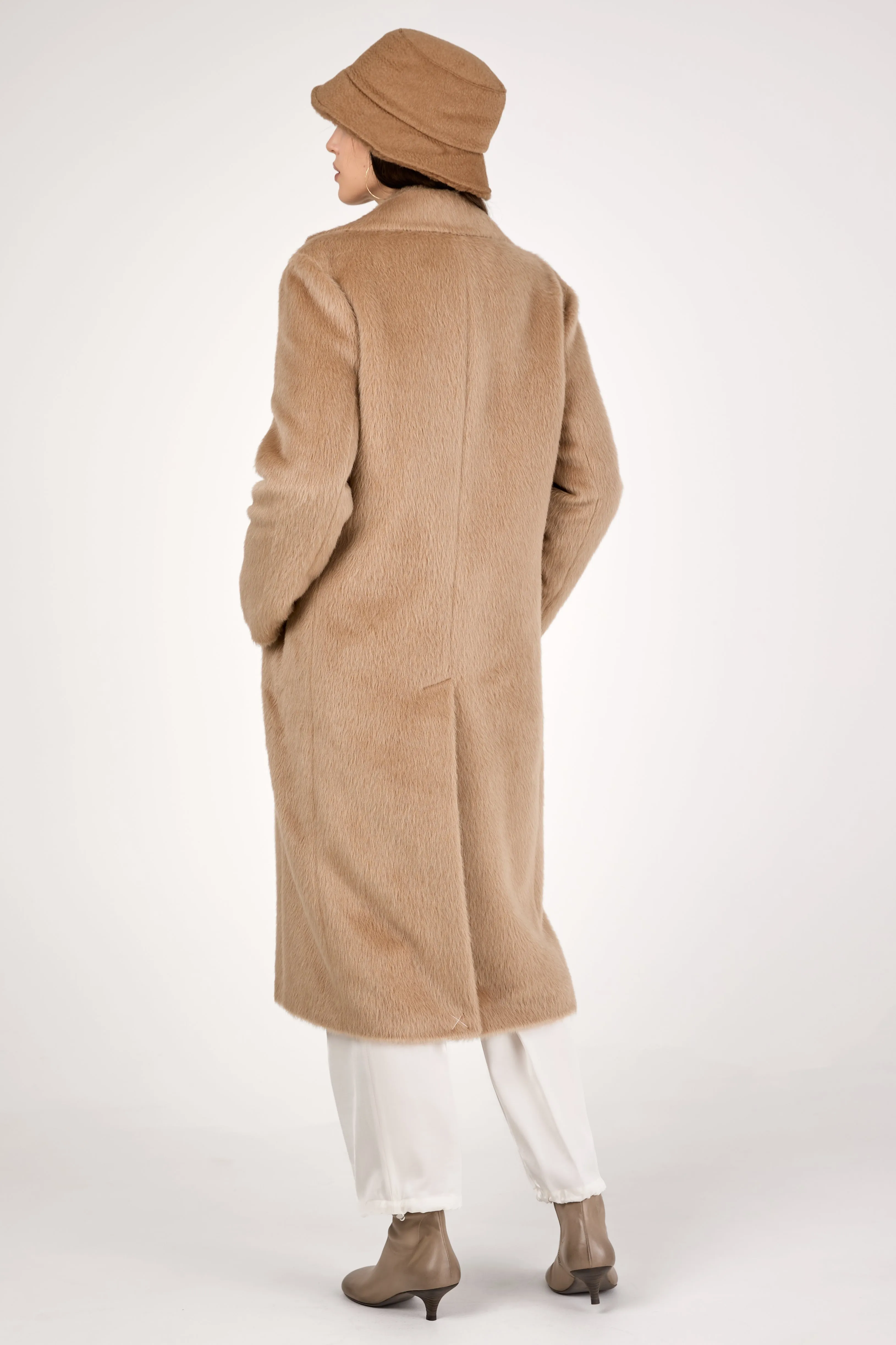 Alpaca Long Coat in Camel