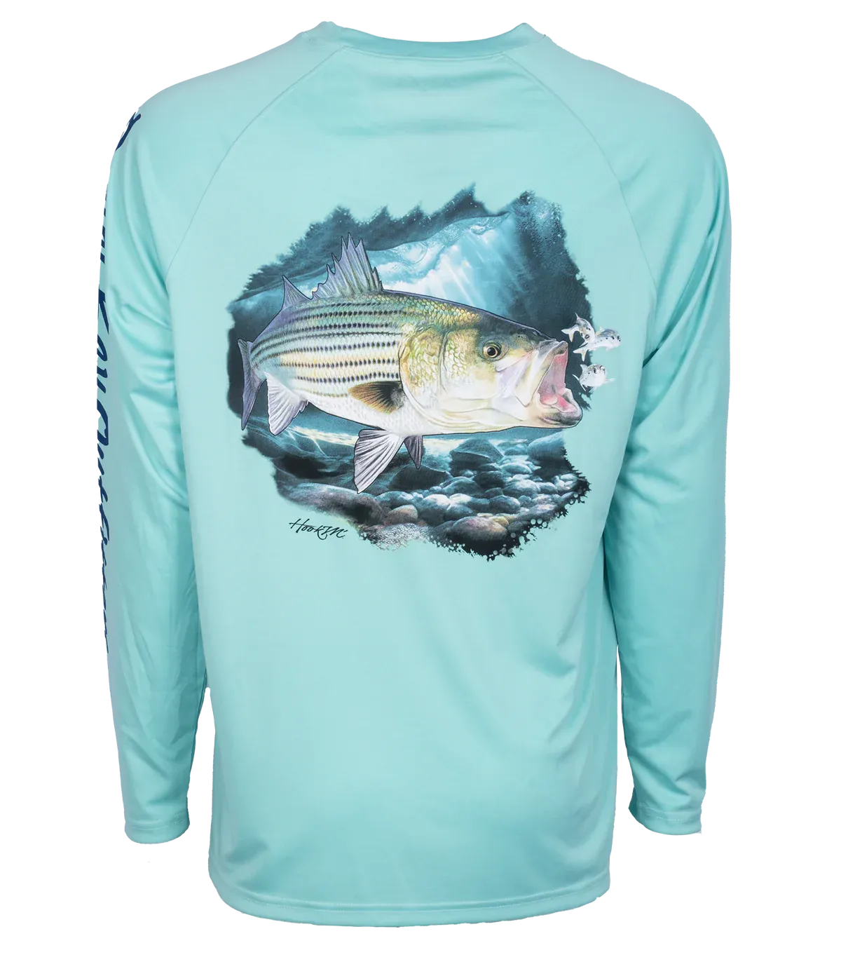Bimini Bay Hook M, Mens Long Sleeve Shirt -Striped Bass 2 Glacier