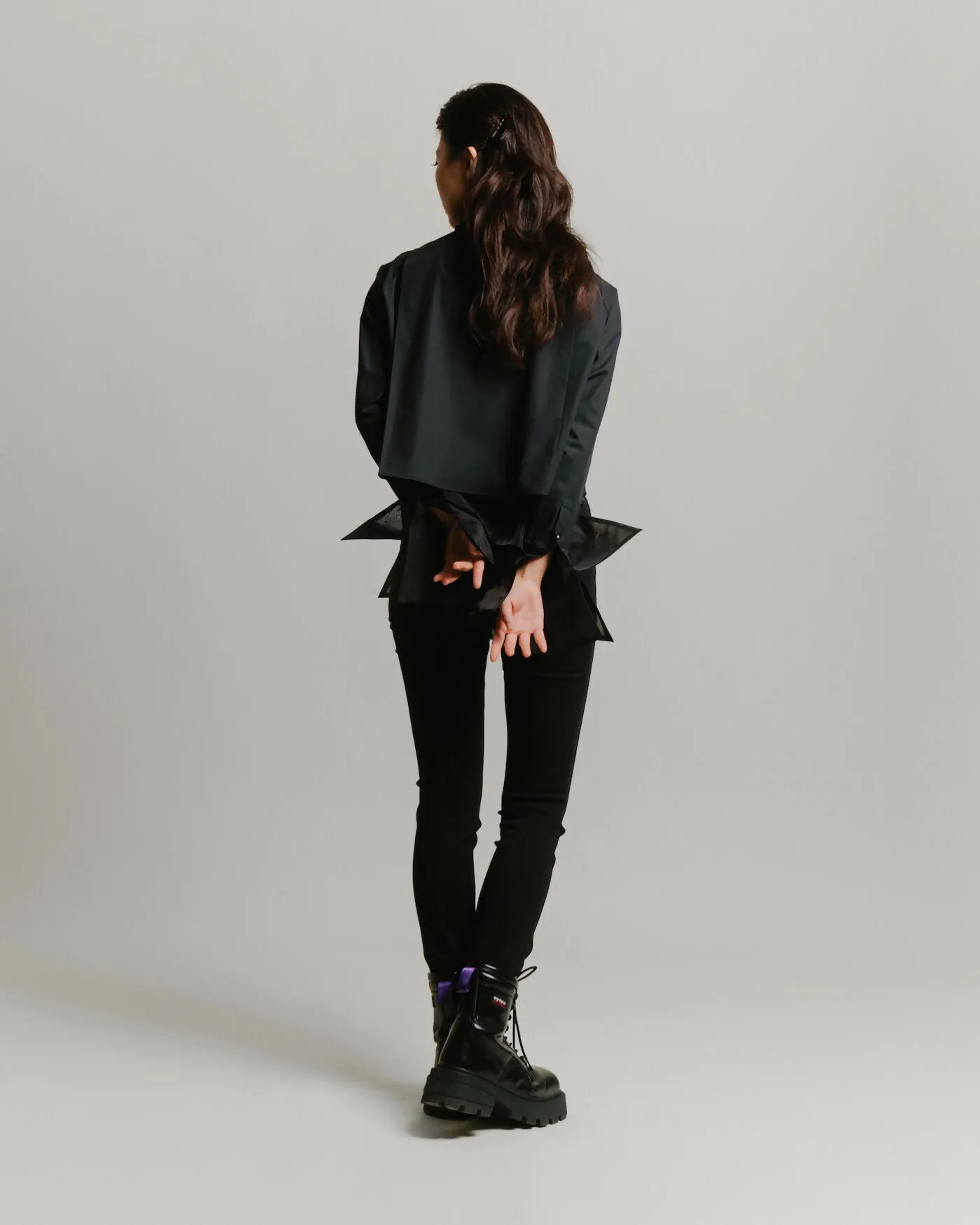 Black Organza Cropped Shirt