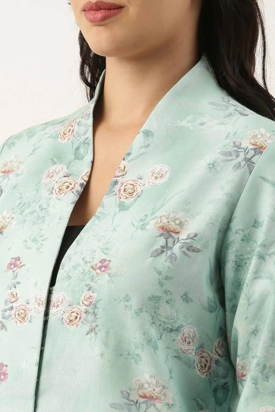 Blue Linen Embroidered Jacket
