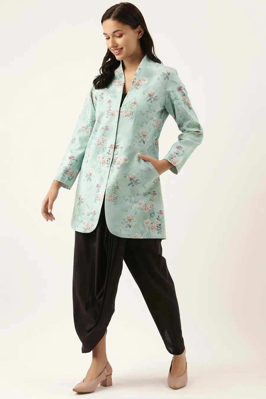 Blue Linen Embroidered Jacket