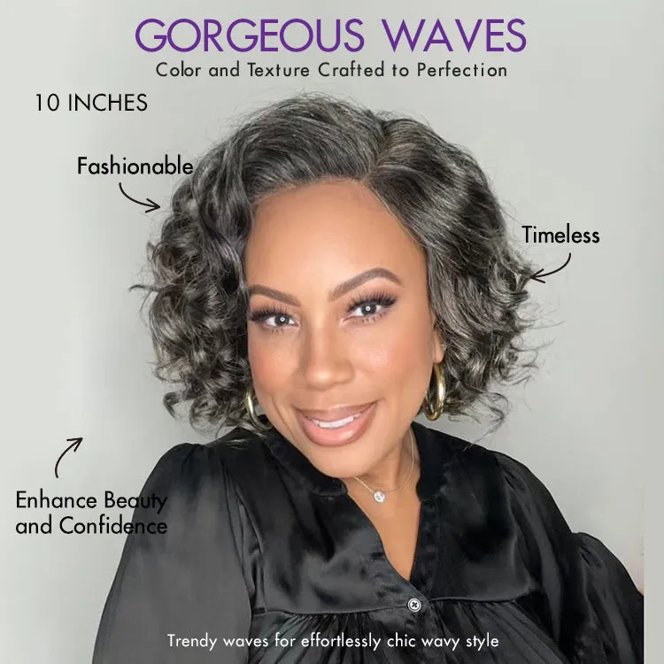 Boss Vibe Salt & Pepper Layered Bob / Body Wave Glueless Pre-Cut Minimalist Lace Grey Wig