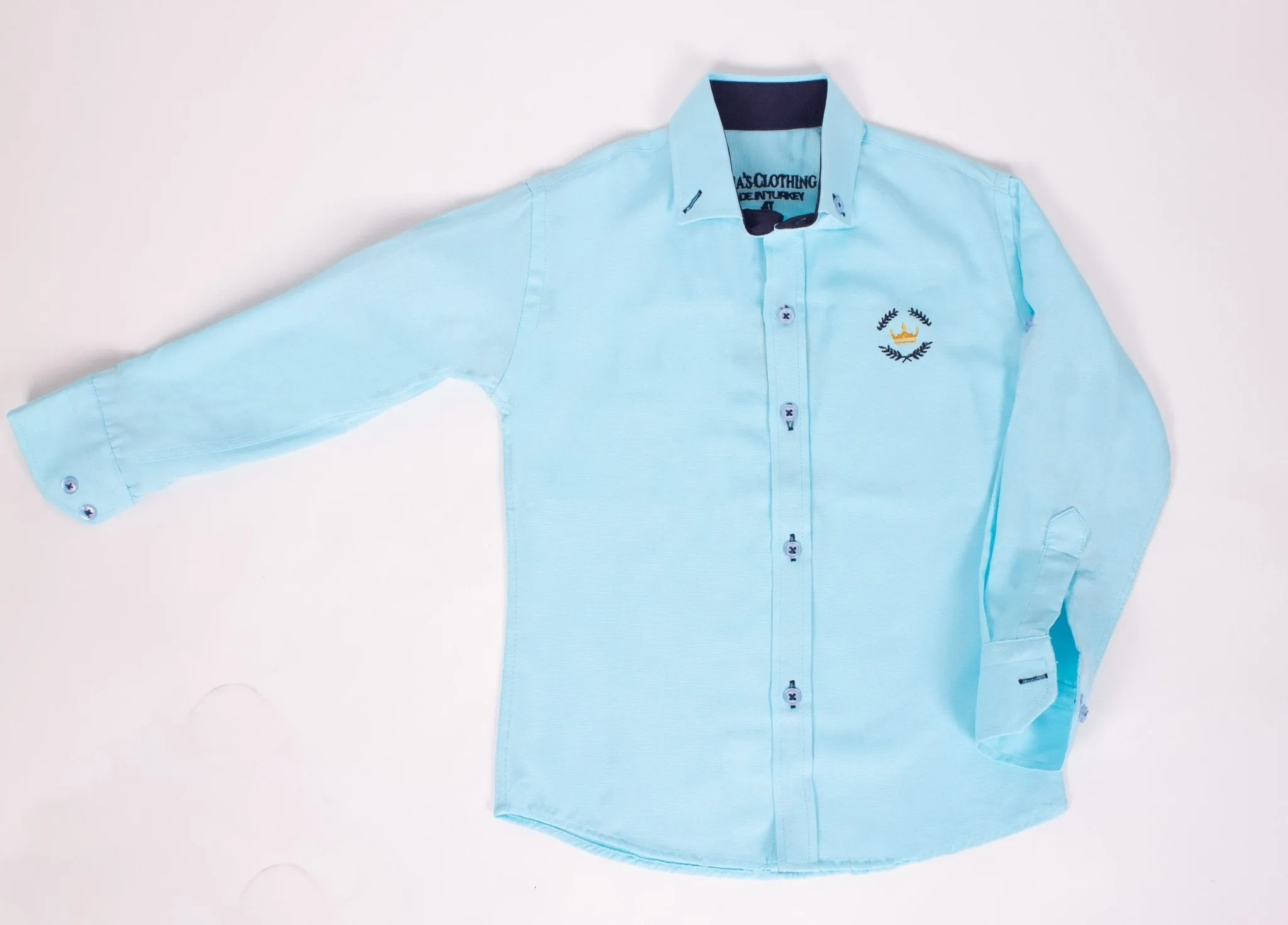 Boys Long Sleeve Aqua Shirt