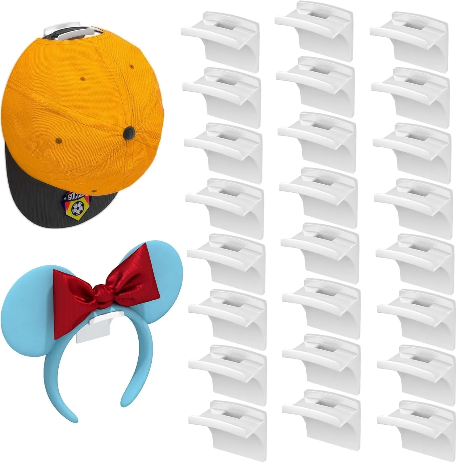 classic Adhesive Hat Hooks for Wall-Hat Organizer for Baseball Caps-Minimalist Design-No Drilling-Strong Hold Hat Hangers-Black-24 Pack