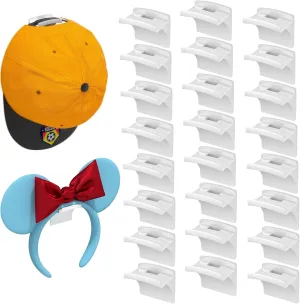 classic Adhesive Hat Hooks for Wall-Hat Organizer for Baseball Caps-Minimalist Design-No Drilling-Strong Hold Hat Hangers-Black-24 Pack