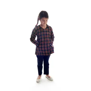 Double Breasted Plaid Overcoat with Wooden Buttons