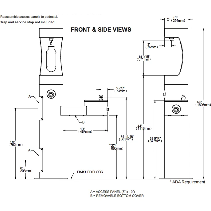Elkay LK4420BF1UFRK | Freestanding Bottle Filling Station | Filterless, Non-refrigerated, Freeze-resistant