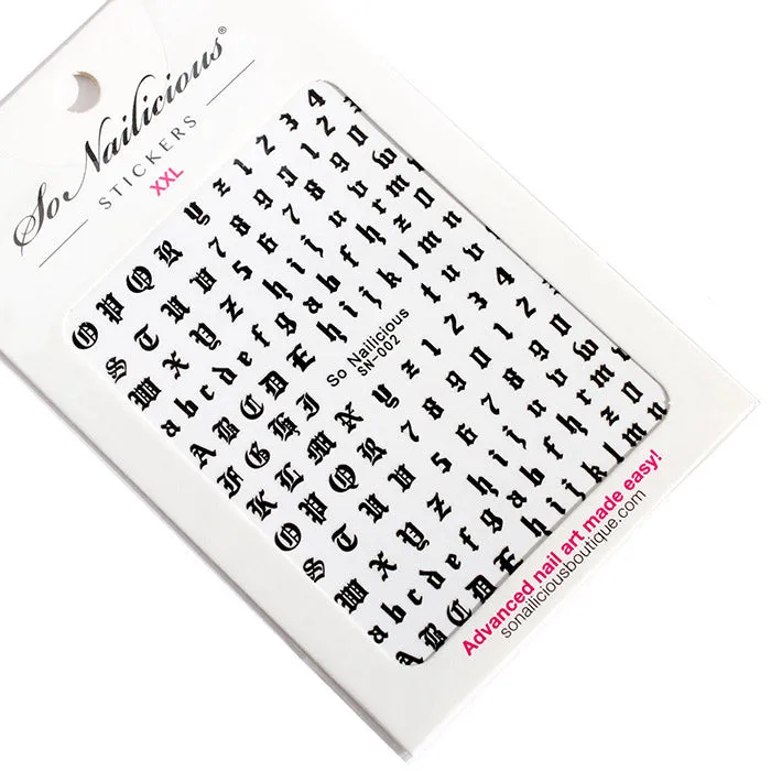 Gothic Letter Stickers - 002 XXL - 5 Colours