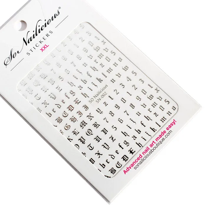 Gothic Letter Stickers - 002 XXL - 5 Colours