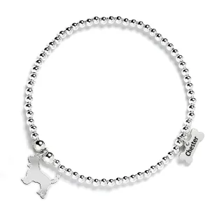 Grand Basset Griffon Vendéen Silhouette Silver Ball Bead Bracelet - Personalised