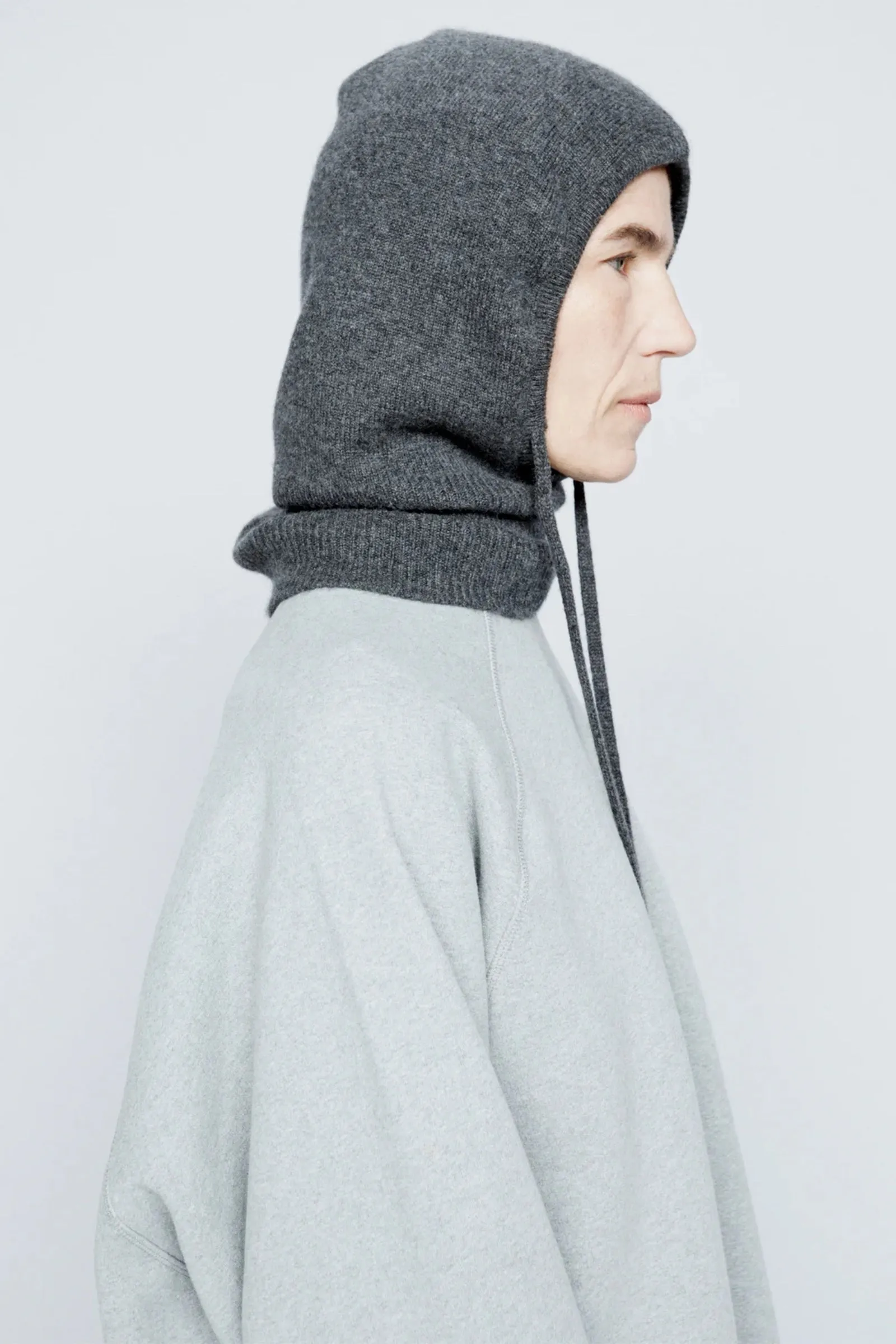 Grey Knitted Cashmere Balaclava