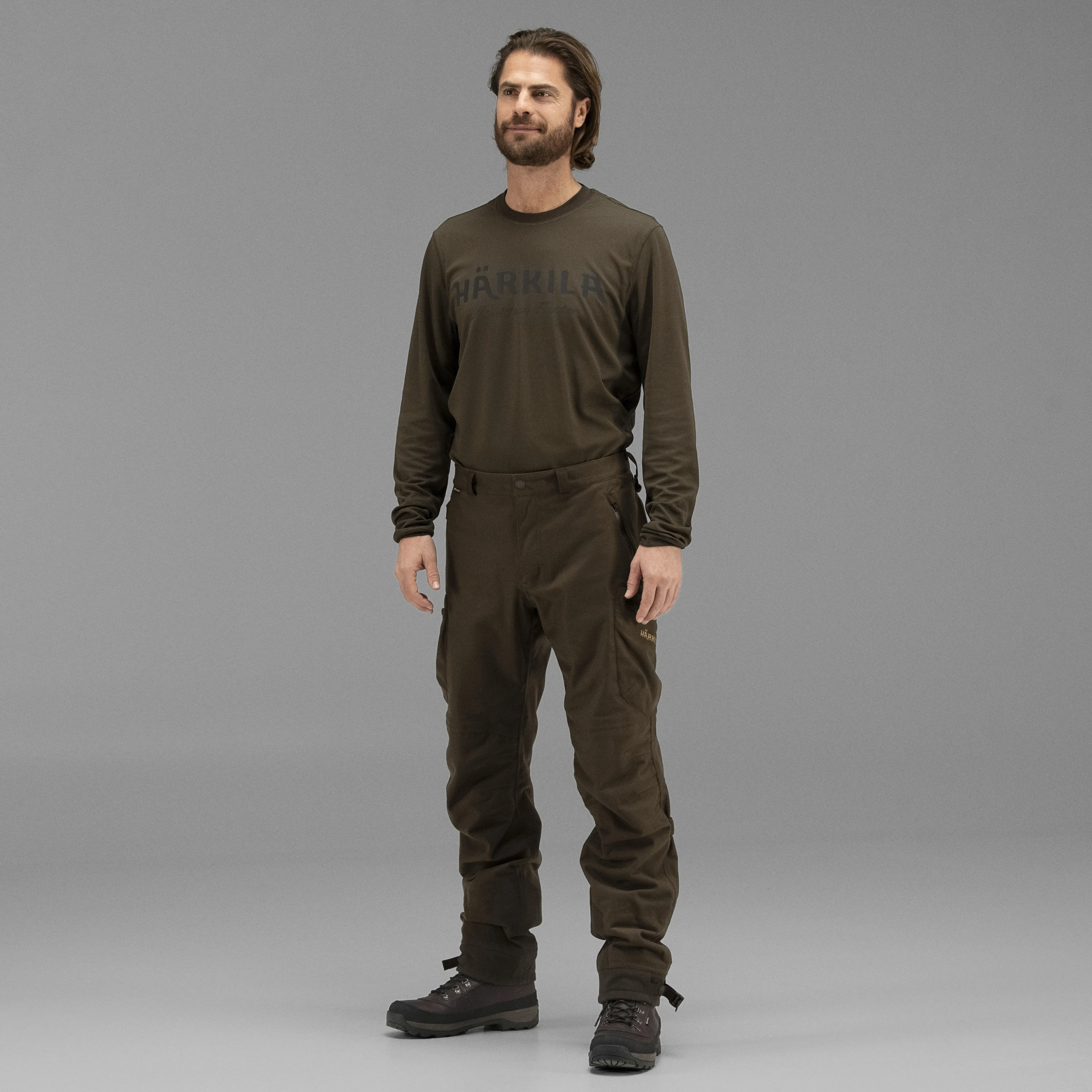Härkila Men&#x27;s Mountain Hunter L/S T-shirt Hunting Green/Shadow Brown | Buy Härkila Men&#x27;s Mountain Hunter L/S T-shirt Hunting Green/Shadow Brown here | Outnorth