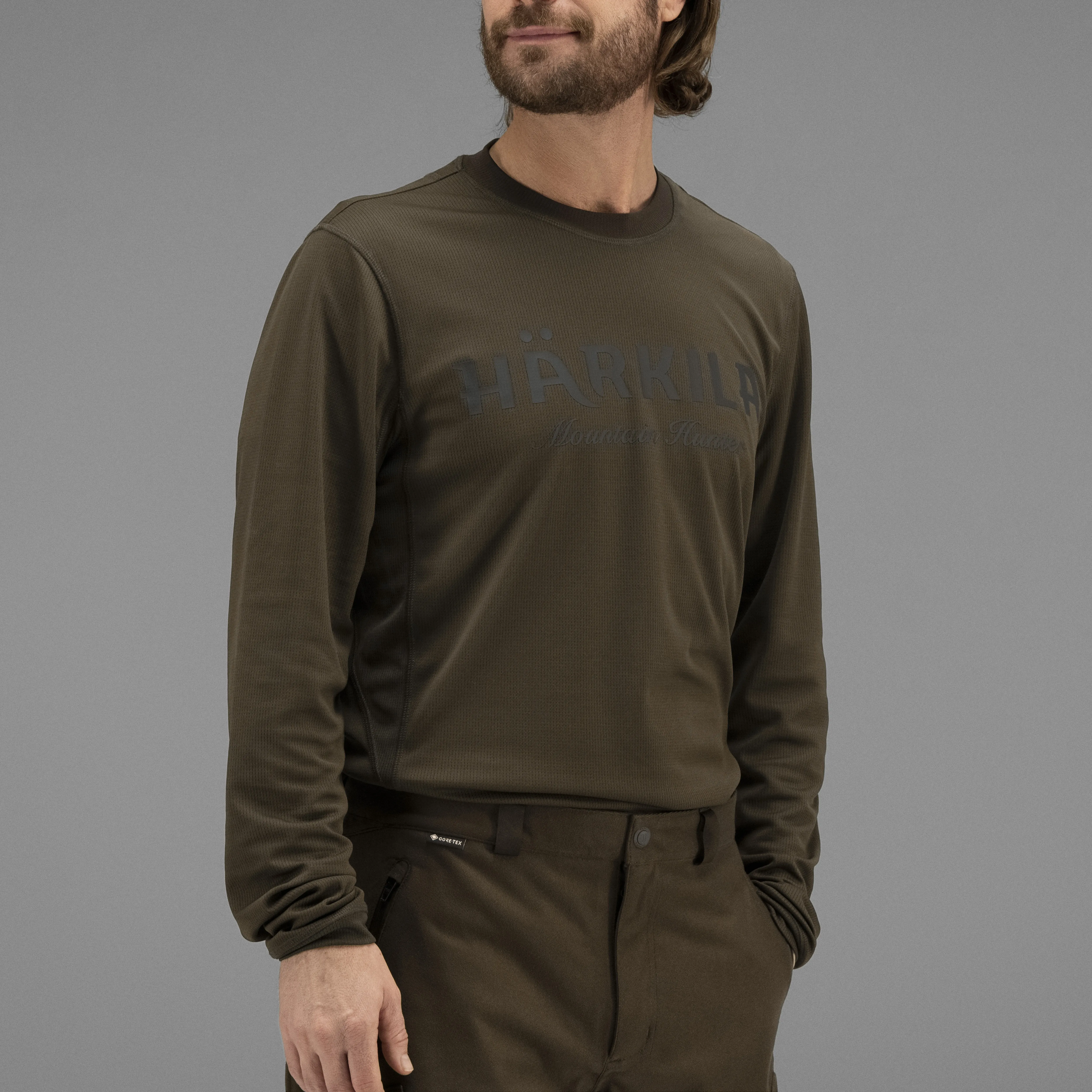 Härkila Men&#x27;s Mountain Hunter L/S T-shirt Hunting Green/Shadow Brown | Buy Härkila Men&#x27;s Mountain Hunter L/S T-shirt Hunting Green/Shadow Brown here | Outnorth