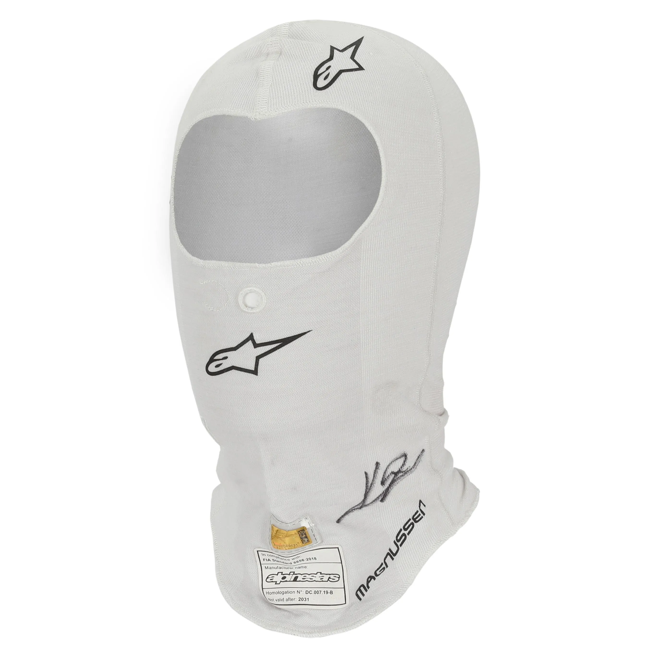 Kevin Magnussen Signed 2024 Season Moneygram Haas F1 Team Grand Prix Used Balaclava
