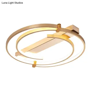 Minimalist Gold Flush Mount Ceiling Light Fixture - 18"/23.5" W Ring for Bedrooms