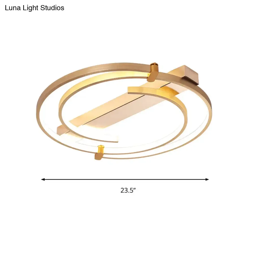 Minimalist Gold Flush Mount Ceiling Light Fixture - 18"/23.5" W Ring for Bedrooms