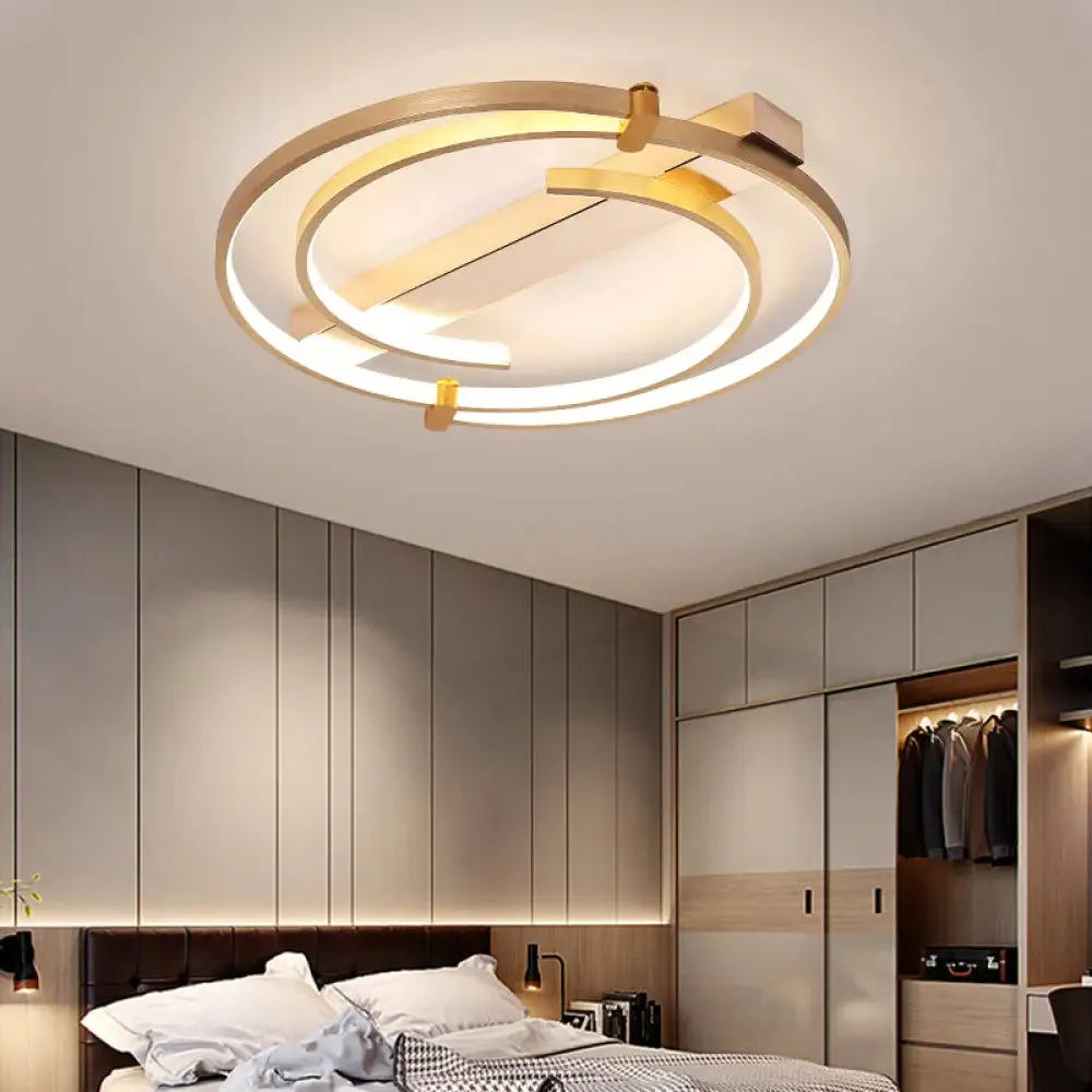 Minimalist Gold Flush Mount Ceiling Light Fixture - 18"/23.5" W Ring for Bedrooms