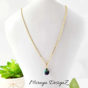 Minimalist Teardrop Necklace - Purple Turquoise