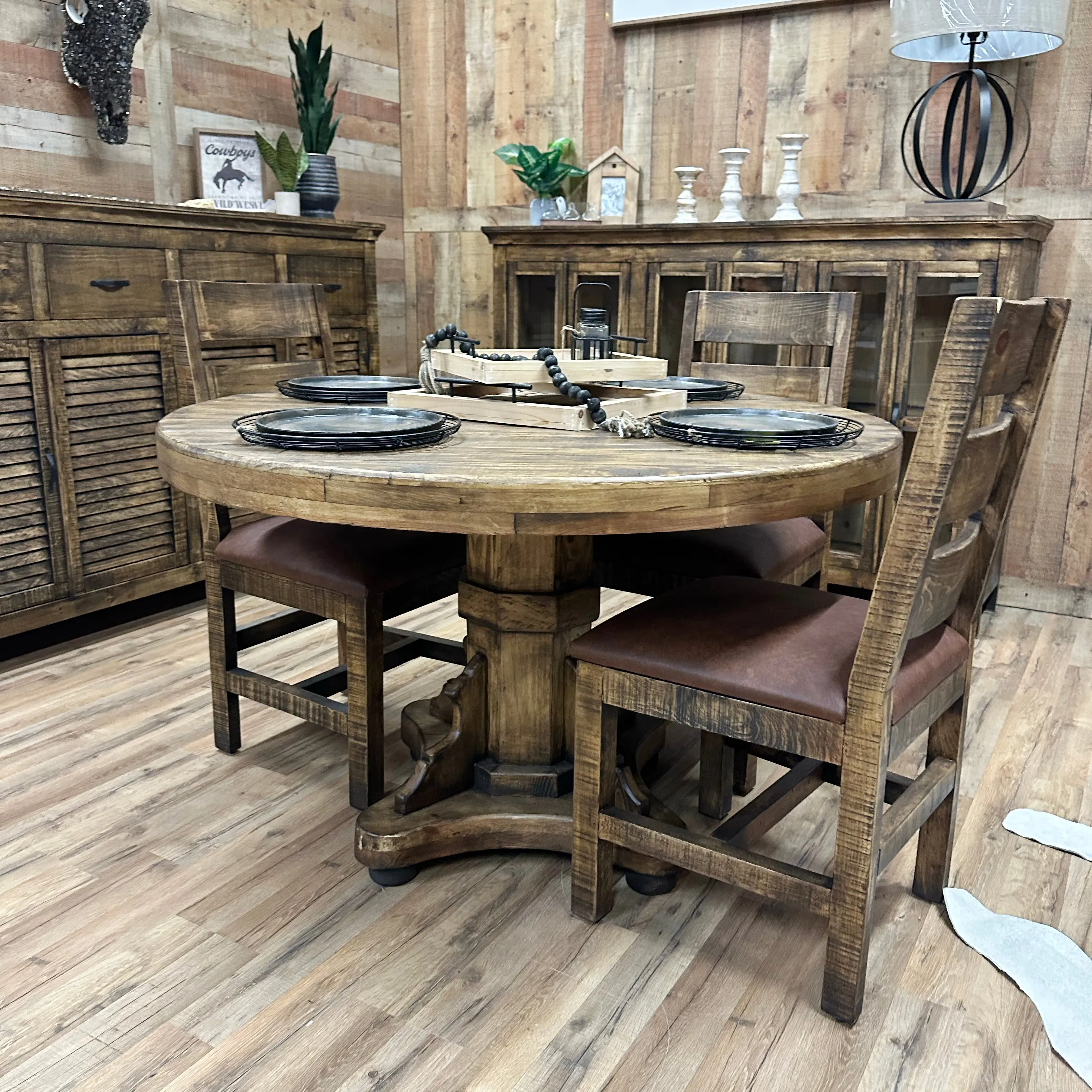 Modern Rustic Round Dining Set