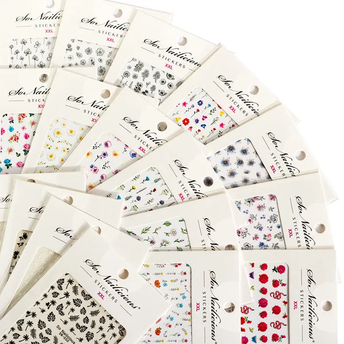 Monochrome Ink Floral Stickers - 061 XXL