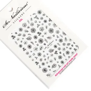 Monochrome Ink Floral Stickers - 061 XXL