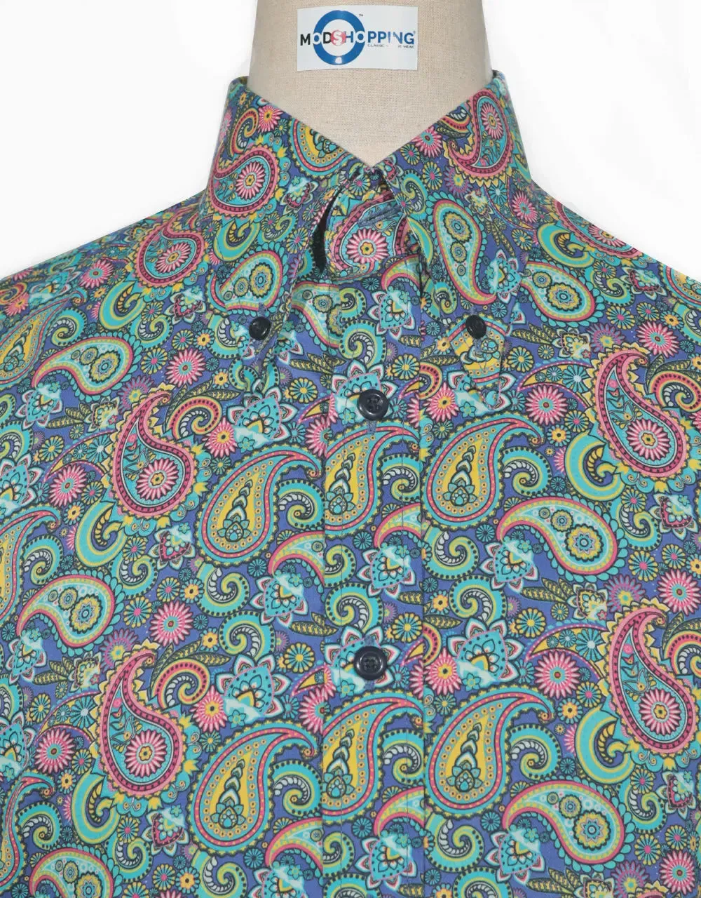Paisley Shirt - 60s  Style Green Paisley Shirt