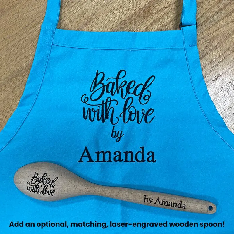 Personalized Apron Embroidered Baked With Love Design Add a Name