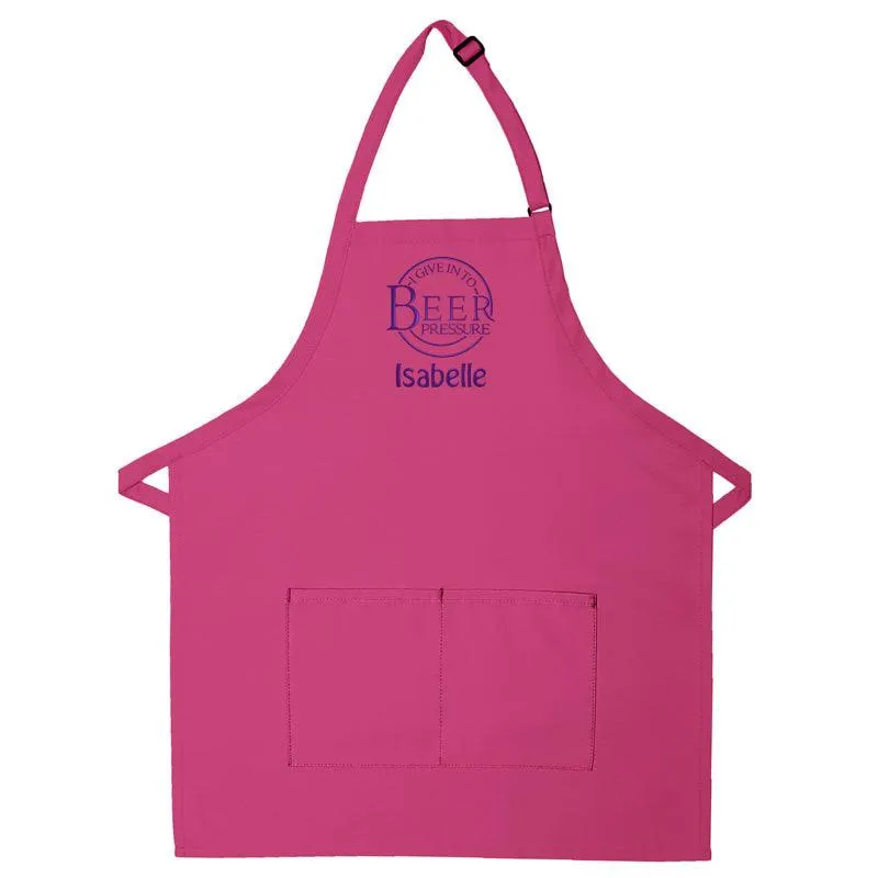 Personalized Apron Embroidered Beer Pressure Design Add a Name