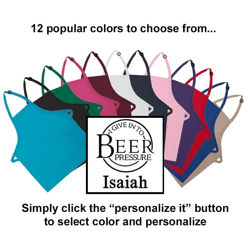 Personalized Apron Embroidered Beer Pressure Design Add a Name