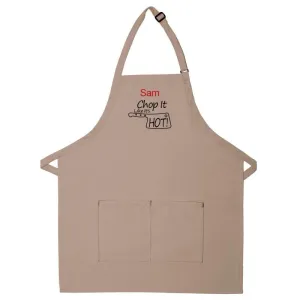 Personalized Apron Embroidered Chop It Like It's Hot Design Add a Name