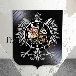 Polish Coat of Arms Polska Wall Clock Patriotic Polish Eagle Poland Coat Of Arms Polish Falcon Vintage Vinyl Record Wall Clock