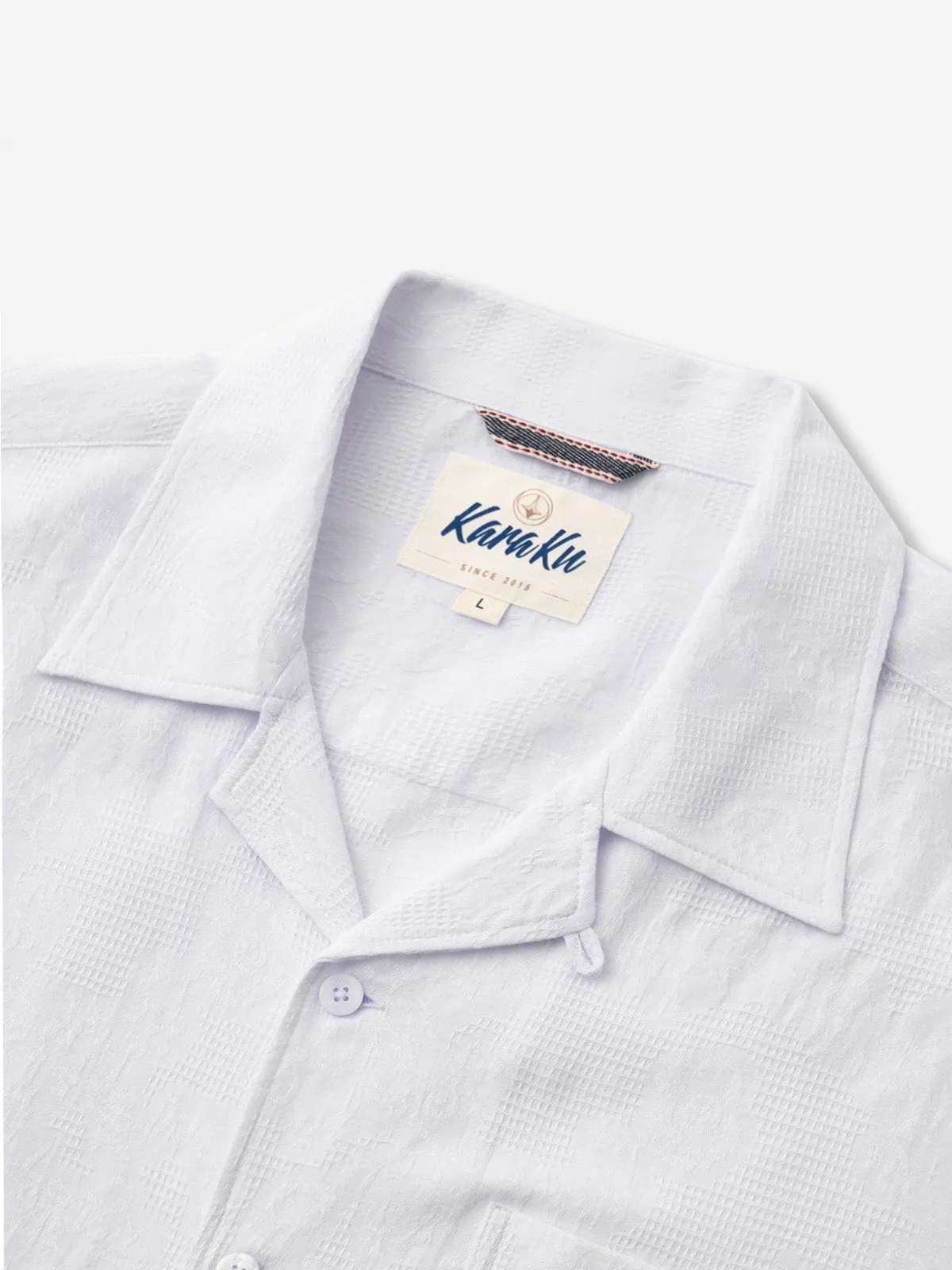 Pure White Tropical Flowers Knit Shirt