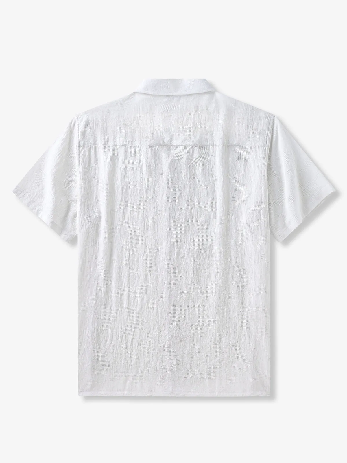 Pure White Tropical Flowers Knit Shirt
