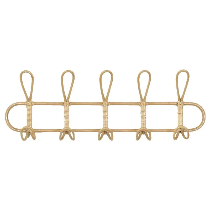 Rattan Hanging Wall Hooks Shelf - Coat Rack Bathroom Towel Hanger Bedroom - Boho Hat Kids Clothes Entryway  Organizer - Kids Room Home Decor