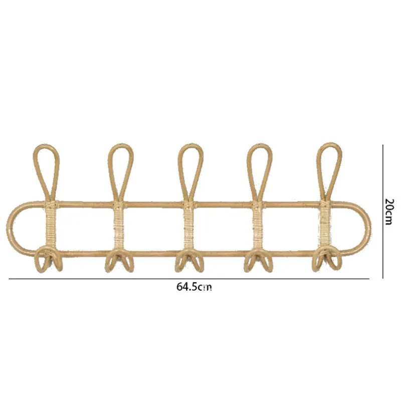 Rattan Hanging Wall Hooks Shelf - Coat Rack Bathroom Towel Hanger Bedroom - Boho Hat Kids Clothes Entryway  Organizer - Kids Room Home Decor