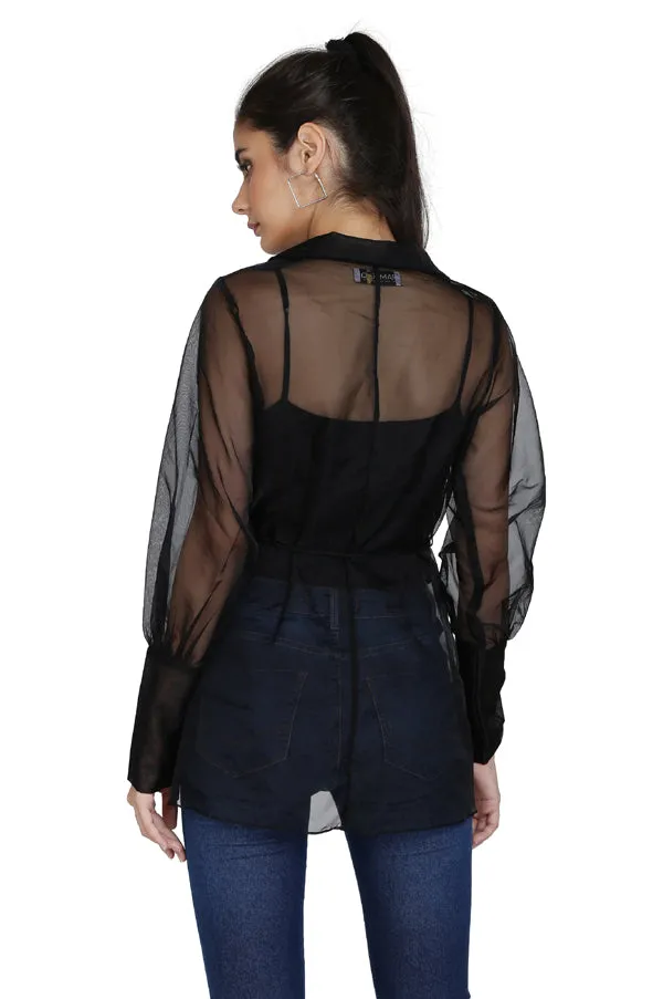 RAVEN BLACK ORGANZA JACKET