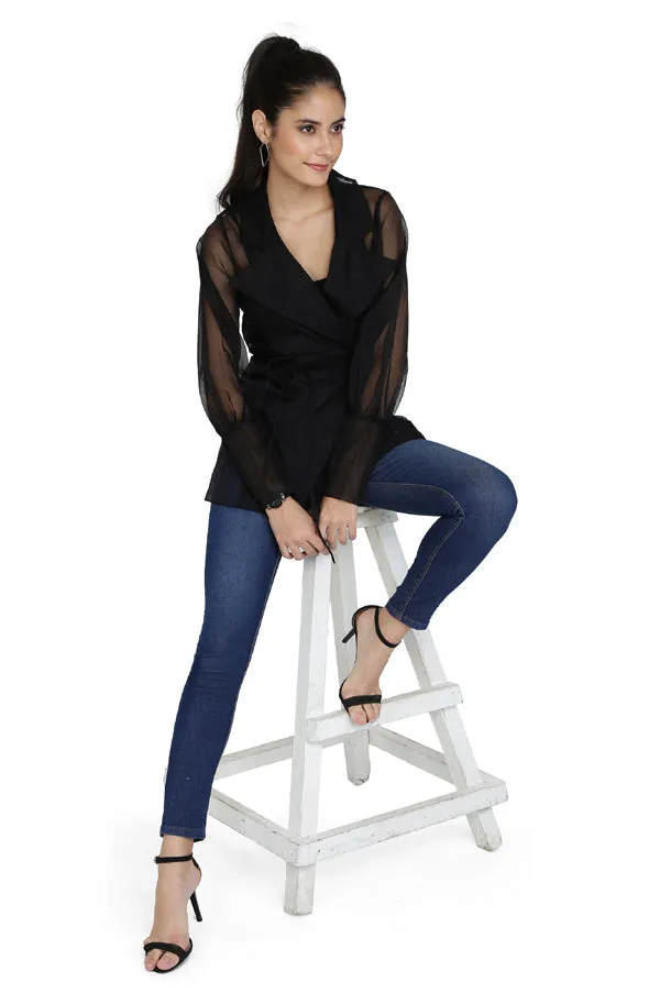 RAVEN BLACK ORGANZA JACKET