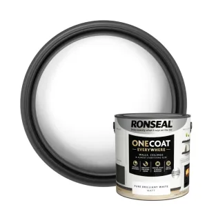 Ronseal One Coat Everywhere Matt Paint 2.5L Pure Brilliant White
