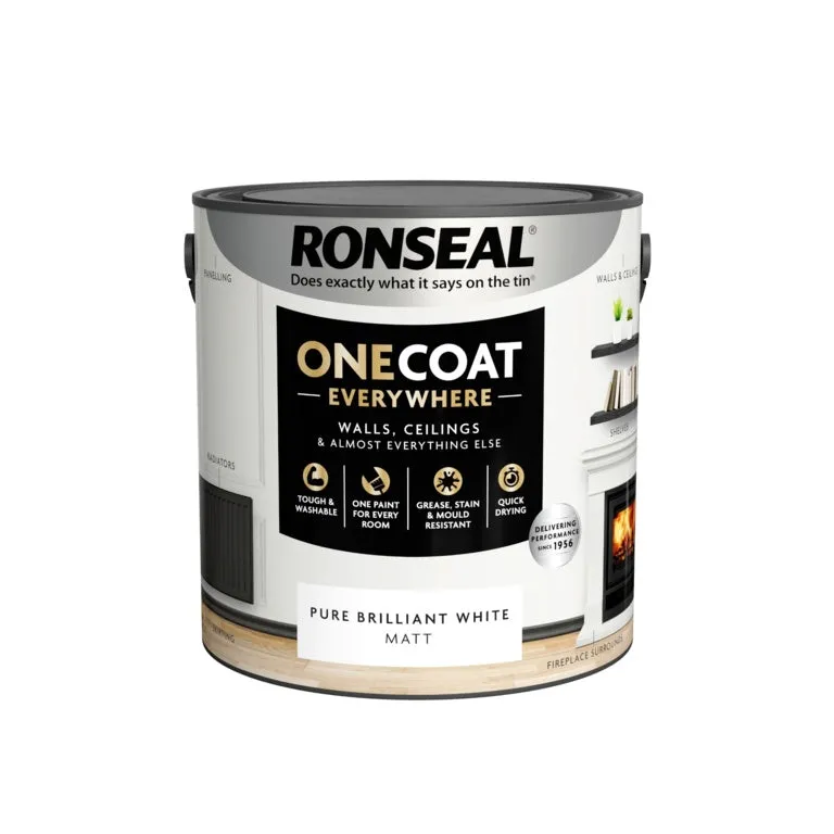 Ronseal One Coat Everywhere Matt Paint 2.5L Pure Brilliant White