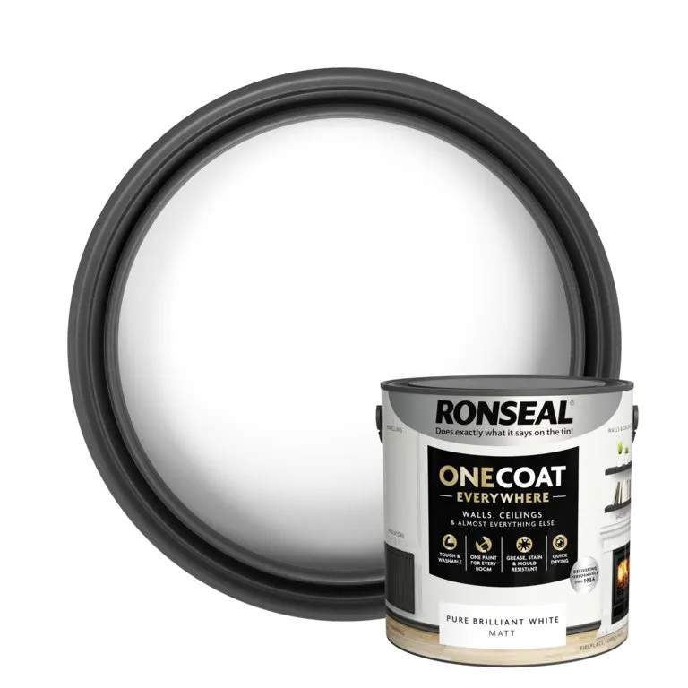 Ronseal One Coat Everywhere Matt Paint 2.5L Pure Brilliant White