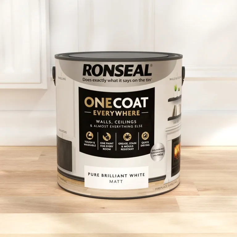 Ronseal One Coat Everywhere Matt Paint 2.5L Pure Brilliant White