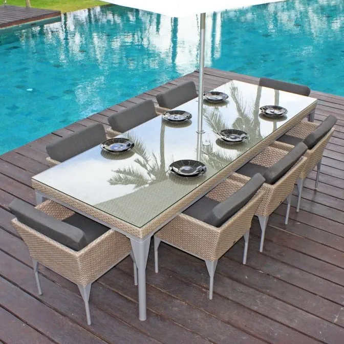 Skyline Design Brafta Rattan Rectangular Garden Dining Table 280 x 100