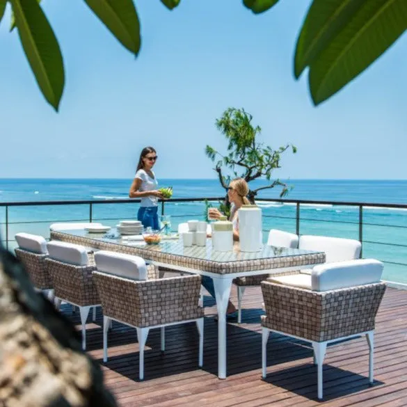 Skyline Design Brafta Rattan Rectangular Garden Dining Table 280 x 100