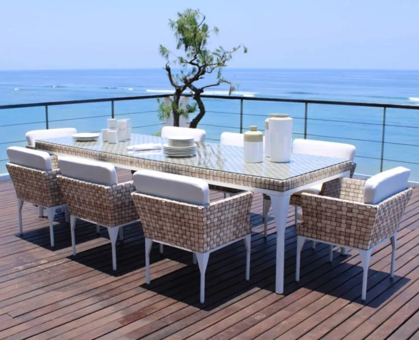 Skyline Design Brafta Rattan Rectangular Garden Dining Table 280 x 100