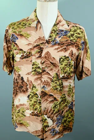 Sports Wear Vintage 50s Rayon Hawaiian Shirt, Made in Japan M