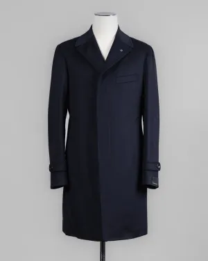 Tagliatore Single-Breasted Wool Overcoat / Navy