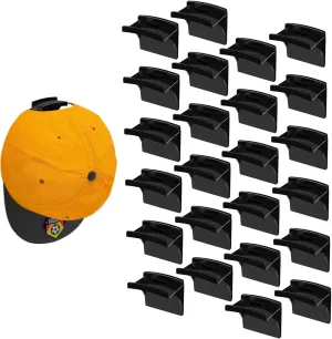 timeless Adhesive Hat Hooks for Wall-Hat Organizer for Baseball Caps-Minimalist Design-No Drilling-Strong Hold Hat Hangers-Black-24 Pack