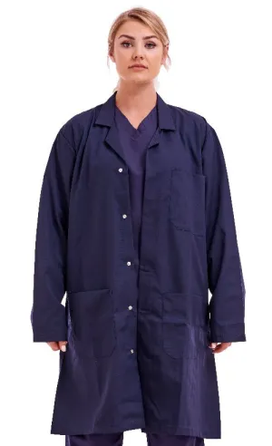 Unisex Lab Doctors Coat Warehouse Hygiene DIY Coat Navy Blue
