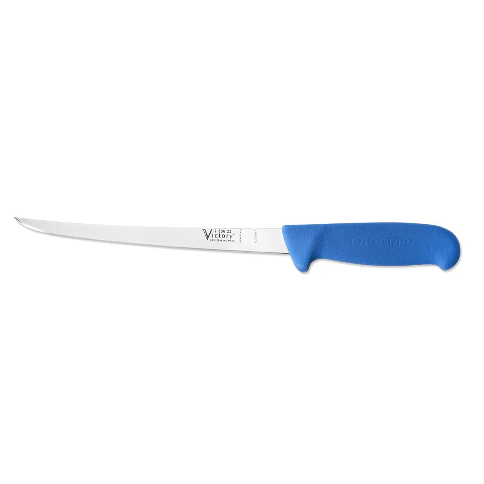 Victory Knives Narrow Fish Filleting Knife with Progrip Blue 22cm