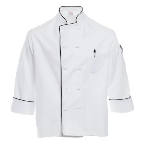 White Executive Chef Coat with Black Piping 4711